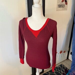 Striped Red and Blue Long Sleeve Thermal Top